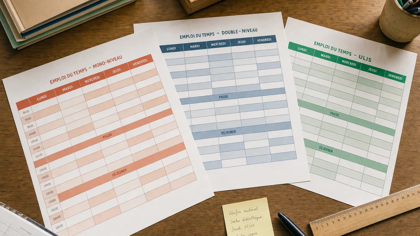 3 emplois du temps testés CP-CM2 - Word et PDF, BO 2025 - couverture