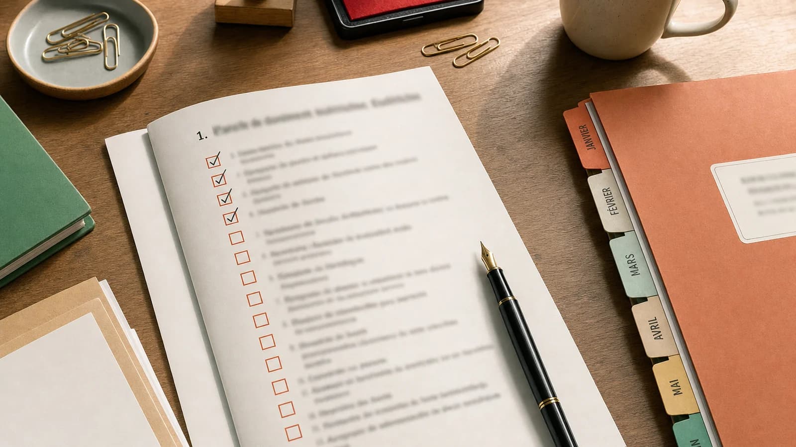 Check-list documents prof primaire - 30 documents classés par mois - couverture