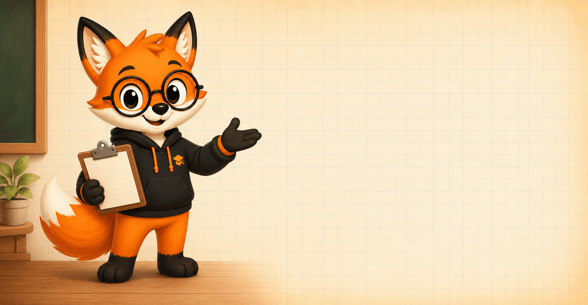 Illustration : Ren, le renard d'Iniprof, en maître formateur, un porte-bloc à la main, prêt à accompagner un collègue lors d'une visite de classe